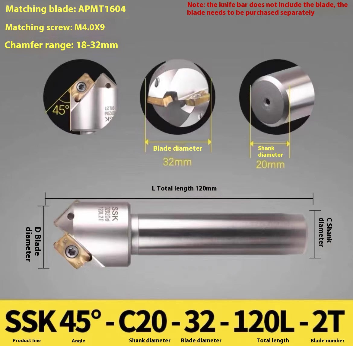 1144-Shedding type fixed-point chamfering cutter 30 degree 45 degree 60 degree chamfering cutter bar SSK/SSP/TCM/SSY/SSO/SSH Shandong Denso Pricision Tools Co.,Ltd.